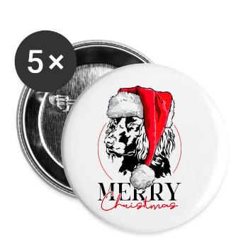 Santa German Quail Dog Merry Christmas Dogs - Buttons large 2.2''/56 mm (5-pack) - white - Front