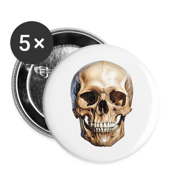 Crâne Crâne, symbole de mort et de danger - Lot de 5 grands badges (56 mm) - blanc - Devant