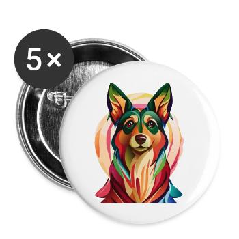 Splash of color German Shepherd - Buttons large 2.2''/56 mm (5-pack) - white - Front
