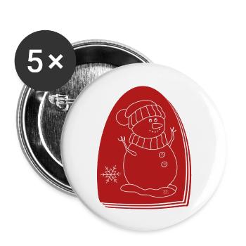 "Snowman", boho line art design, series "Xmas" - Buttons large 2.2''/56 mm (5-pack) - white - Front