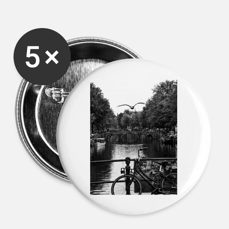 Amsterdam Canal - Buttons large 2.2''/56 mm (5-pack) - white