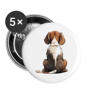 Beagle - Lot de 5 grands badges (56 mm) - blanc - Devant