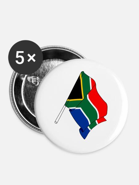 Flagge Südafrika - Buttons groß 56 mm (5er Pack) - Weiß
