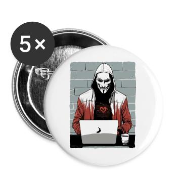 Anonymous Hacker - Buttons groß 56 mm (5er Pack) - Weiß - Vorne