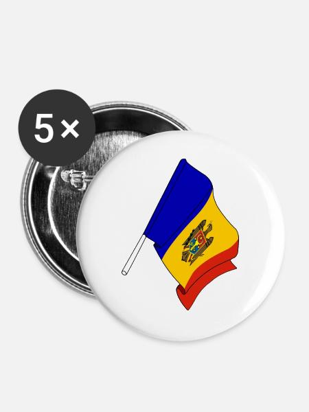 Flagge von Moldawien - Buttons groß 56 mm (5er Pack) - Weiß