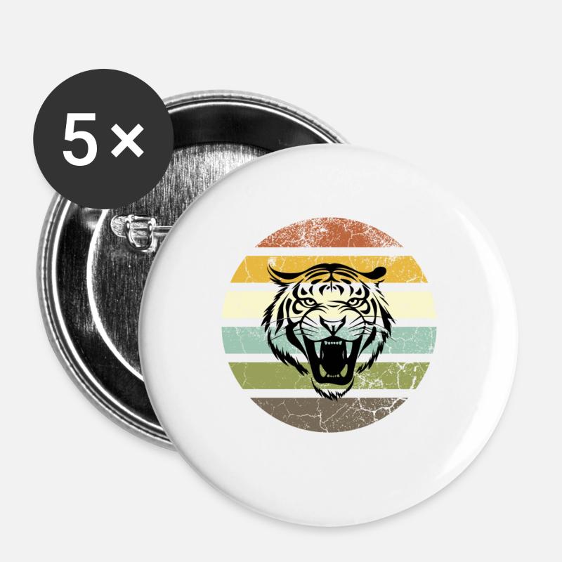 Retro Tiger Stripes Sunset - Buttons large 2.2''/56 mm (5-pack) - white