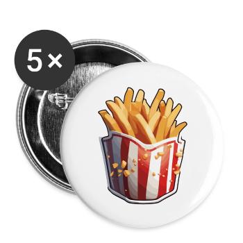 Pommes frites / Fast Food / Kartoffel / Essen - Buttons groß 56 mm (5er Pack) - Weiß - Vorne