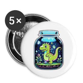Dinosaur in a Cartoon Jar - Buttons large 2.2''/56 mm (5-pack) - white - Front