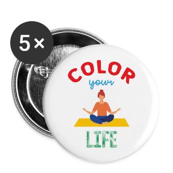 Meditation - Yoga - Color your life - Buttons large 2.2''/56 mm (5-pack) - white - Front