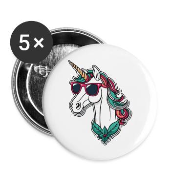 Unicorn Christmas Drawing - Buttons large 2.2''/56 mm (5-pack) - white - Front