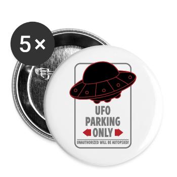 Ufo Parking Only | Colors changeable - Buttons large 2.2''/56 mm (5-pack) - white - Front