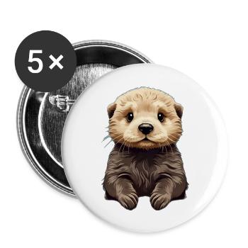 Cute Otter Funny Animal Lover Gift - Buttons large 2.2''/56 mm (5-pack) - white - Front