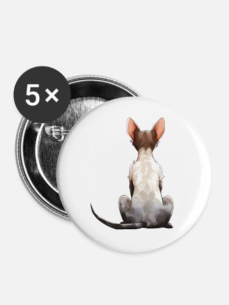 Cornish Rex Katze - Buttons groß 56 mm (5er Pack) - Weiß