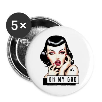 Lola Rockabilly Illustration TShirt - Buttons large 2.2''/56 mm (5-pack) - white - Front