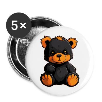 Kinder Teddybär guckt Süß - Buttons groß 56 mm (5er Pack) - Weiß - Vorne