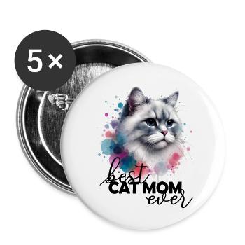 Best Cat Mom Ever Saying - Buttons large 2.2''/56 mm (5-pack) - white - Front
