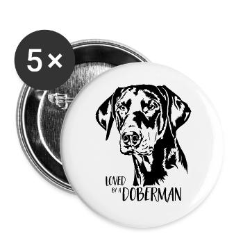 Aimé par un chien Doberman disant Doberman Wilsigns - Lot de 5 grands badges (56 mm) - blanc - Devant