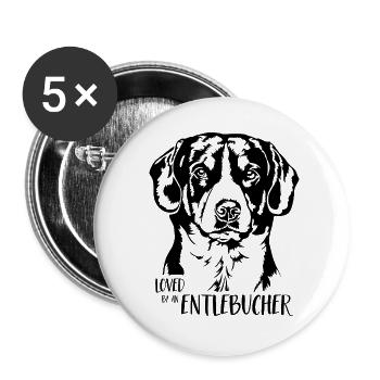 Adoré par un chien de montagne de l’Entlebucher Dogs Wilsigns - Lot de 5 grands badges (56 mm) - blanc - Devant