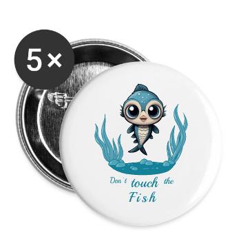 Poisson sucré - Lot de 5 grands badges (56 mm) - blanc - Devant