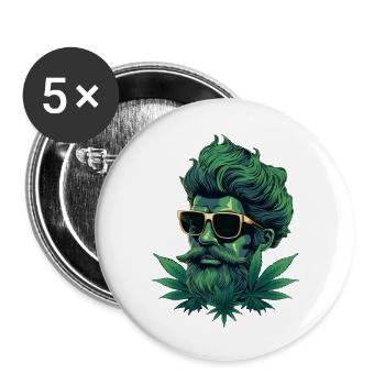 Cannabis Love Green - Buttons large 2.2''/56 mm (5-pack) - white - Front