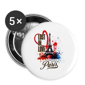 Paris, Eiffel Tower, France, City, Skyline, Art - Buttons large 2.2''/56 mm (5-pack) - white - Front