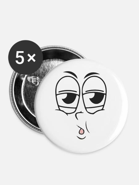 Ermüdung des Gesichts - Buttons groß 56 mm (5er Pack) - Weiß