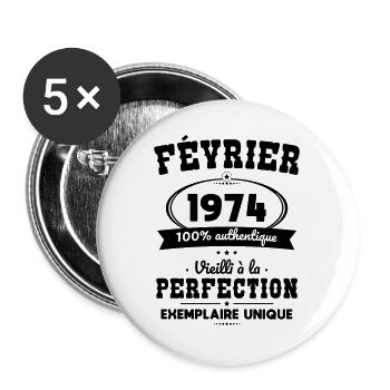 Anniversaire 50 ans - Février 1974 Perfection - Lot de 5 grands badges (56 mm) - blanc - Devant