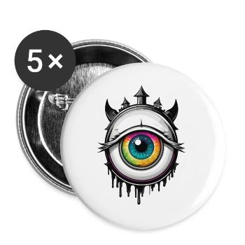 Eye with horns - Buttons large 2.2''/56 mm (5-pack) - white - Front