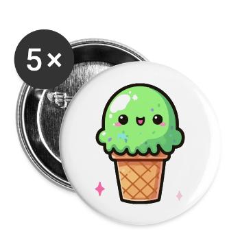 Glace pistache - Lot de 5 grands badges (56 mm) - blanc - Devant
