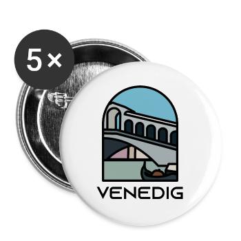 Venise - Pont du Rialto - Lot de 5 grands badges (56 mm) - blanc - Devant