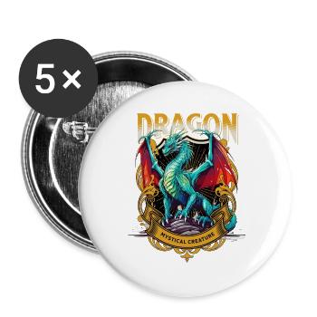 dragon, fantasy, magic, mysticism, mythology, creature - Buttons large 2.2''/56 mm (5-pack) - white - Front