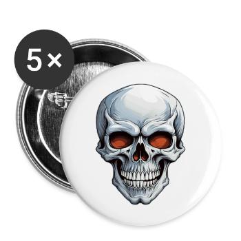 Crâne - Lot de 5 grands badges (56 mm) - blanc - Devant