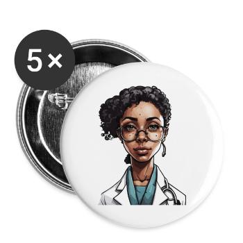 Médecin / professionnel de la santé / médecin / profession / spécialiste - Lot de 5 grands badges (56 mm) - blanc - Devant