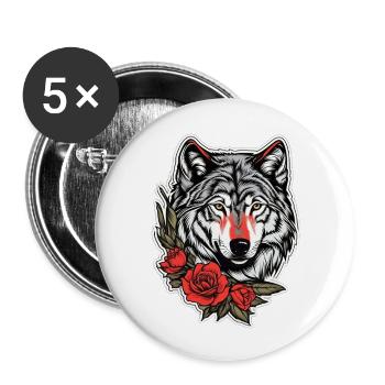 Tierwelt Gothic Rose Illustration Grafikdesign - Buttons groß 56 mm (5er Pack) - Weiß - Vorne