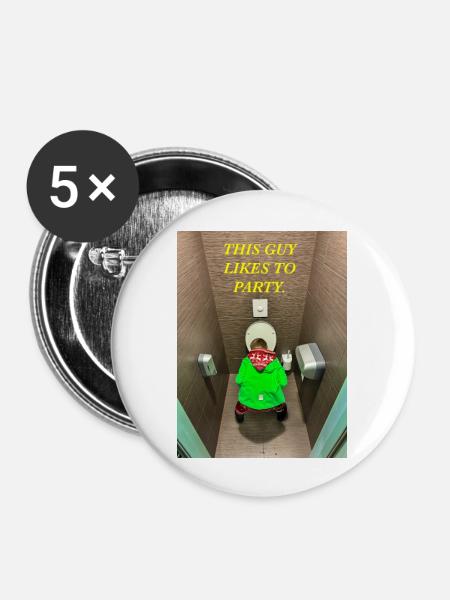GERNE PARTY! - Buttons groß 56 mm (5er Pack) - Weiß