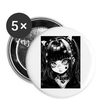 anime, fille, cadeau, otaku, manga, horreur - Lot de 5 grands badges (56 mm) - blanc - Devant