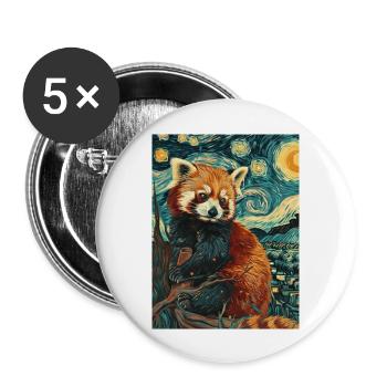 roter panda van gogh style - Buttons groß 56 mm (5er Pack) - Weiß - Vorne