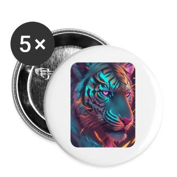 Neon Tiger Themed Lucid - Buttons large 2.2''/56 mm (5-pack) - white - Front