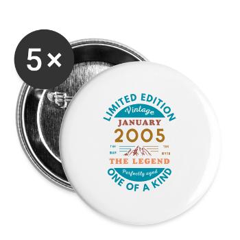 Januar 2005 Jubiläum Limitierte Auflage - Buttons groß 56 mm (5er Pack) - Weiß - Vorne