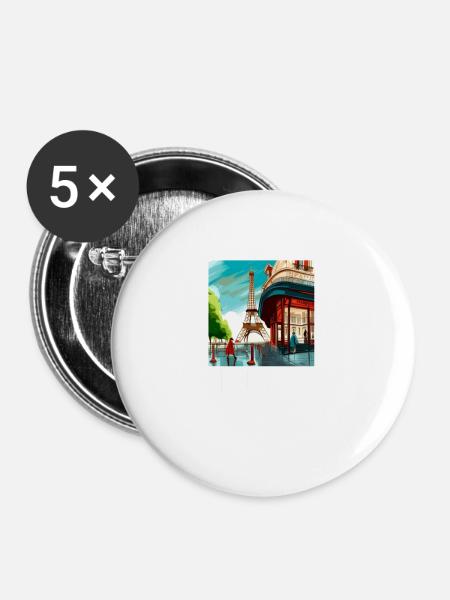 Beautiful Paris - das wunderschöne Paris - Buttons groß 56 mm (5er Pack) - Weiß