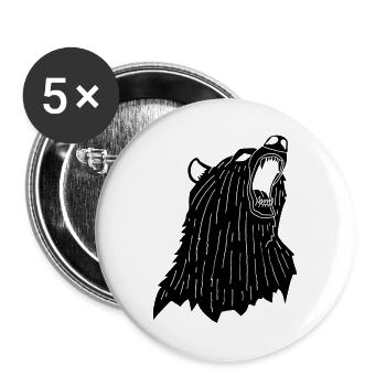 Wütender Schwarzbär - Buttons groß 56 mm (5er Pack) - Weiß - Vorne