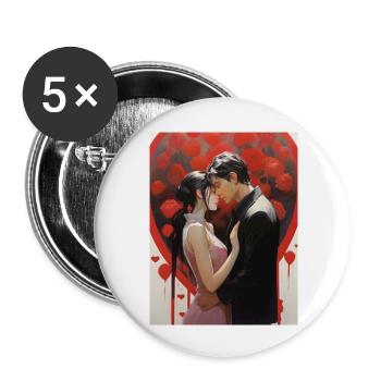 Couple de manga japonais - Lot de 5 grands badges (56 mm) - blanc - Devant
