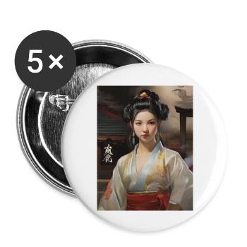 Manga Frau - Buttons groß 56 mm (5er Pack) - Weiß - Vorne