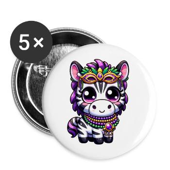 Mardi Gras Unicorn Cute Comic Kawaii - Buttons large 2.2''/56 mm (5-pack) - white - Front