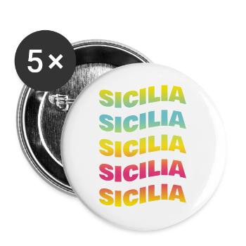 T-Shirt Sicilia onda T-Shirt Geschenkidee - Buttons groß 56 mm (5er Pack) - Weiß - Vorne