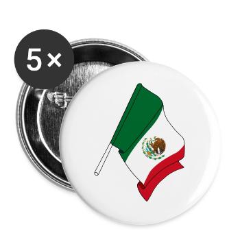 Flag of Mexico - Buttons large 2.2''/56 mm (5-pack) - white - Front