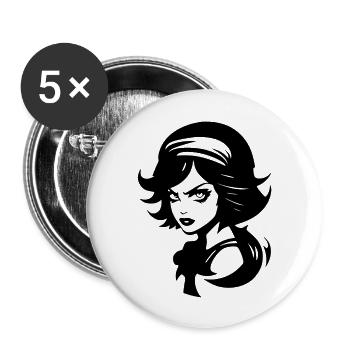Angry Bad Girl - Buttons large 2.2''/56 mm (5-pack) - white - Front