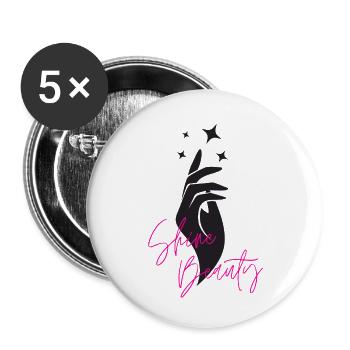 Shine beauty - Lot de 5 grands badges (56 mm) - blanc - Devant