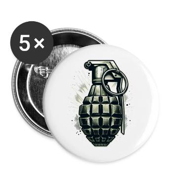 Detonate Design: Classic Grenade - Buttons large 2.2''/56 mm (5-pack) - white - Front