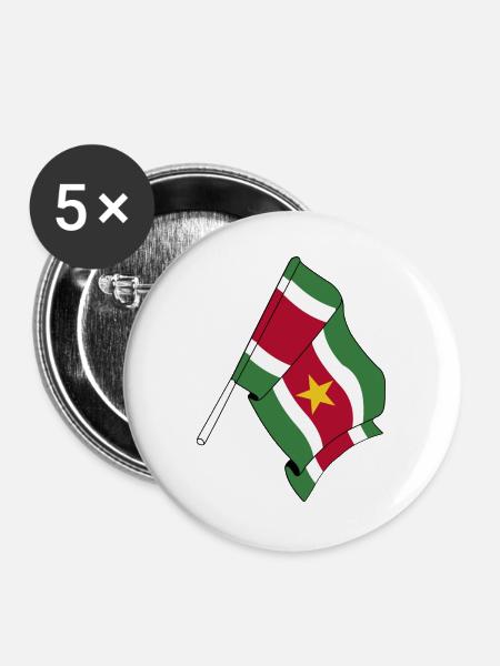 Flagge von Suriname - Buttons groß 56 mm (5er Pack) - Weiß